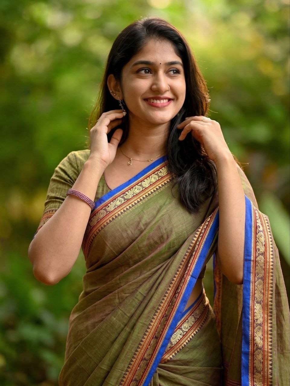 Teal Green Ragini Narayanpet Pure Cotton Saree